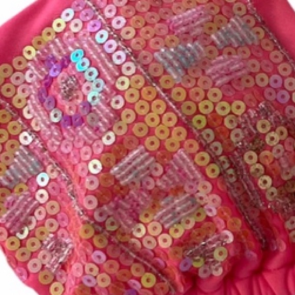 Pink Sequin Triangle Bikini Swim Top - Picture 13 of 15